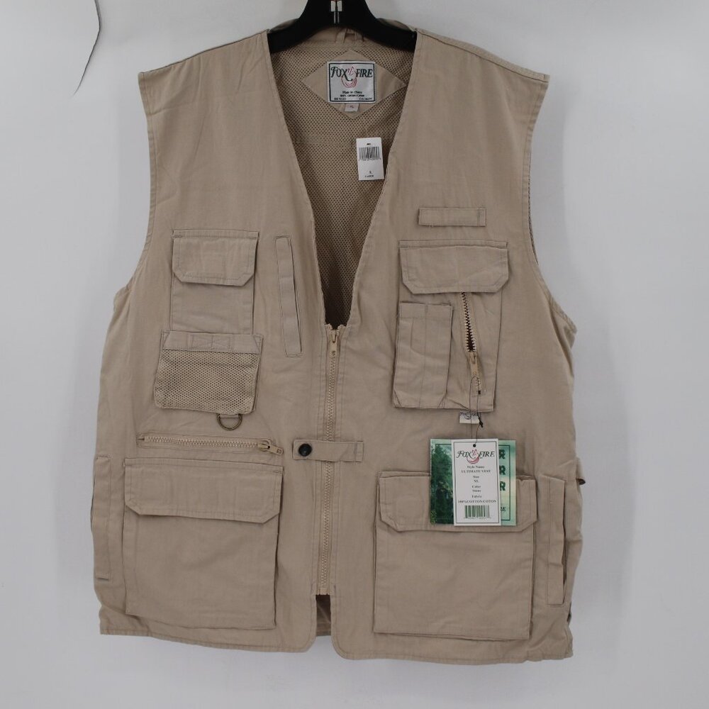 NWT Fox fire Ultimate vest mens XL Hiking vest zip up cargo pockets cotton gorp
